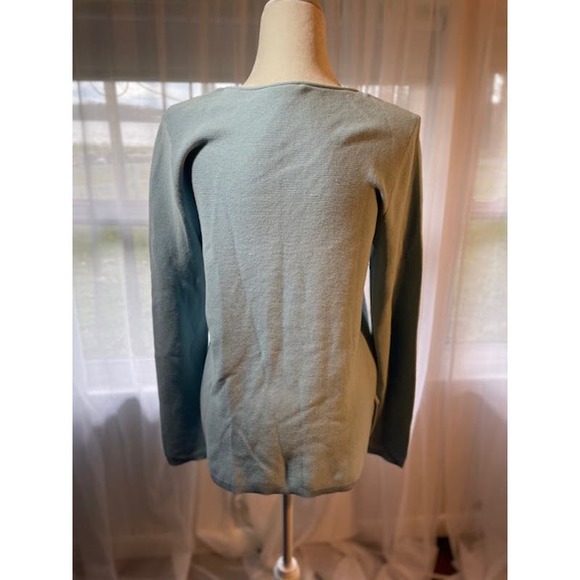 Talbots Size Medium Women's Sweater V-Neck Seafoam Green 100% Cotton - Picture 2 of 5